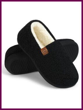Cozy Curly Fleece Memory Foam Fuzzy Slippers Faux Lamb Wool Lining